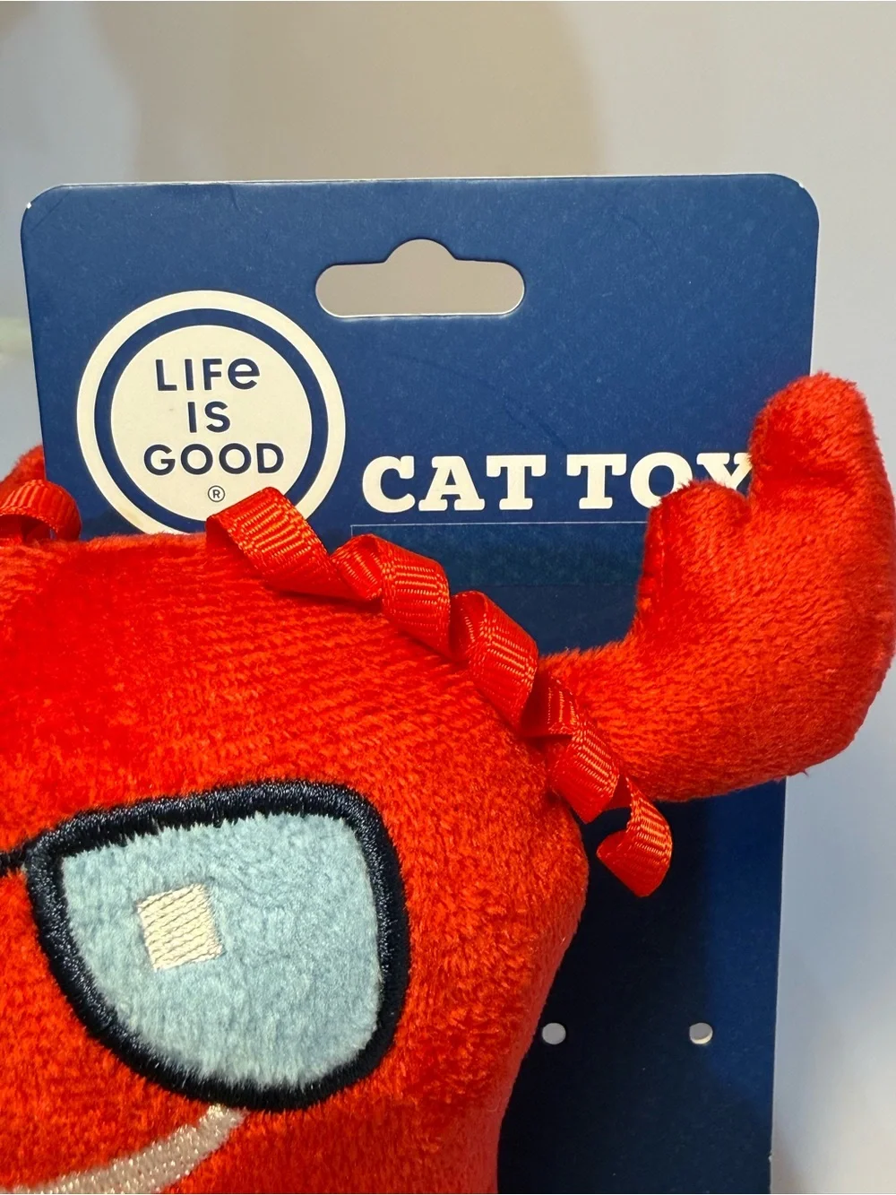 Life Is Good Lobster Plush Cat Toy w/ Feathers, Bell, Crinkle, Ribbon or dog toy